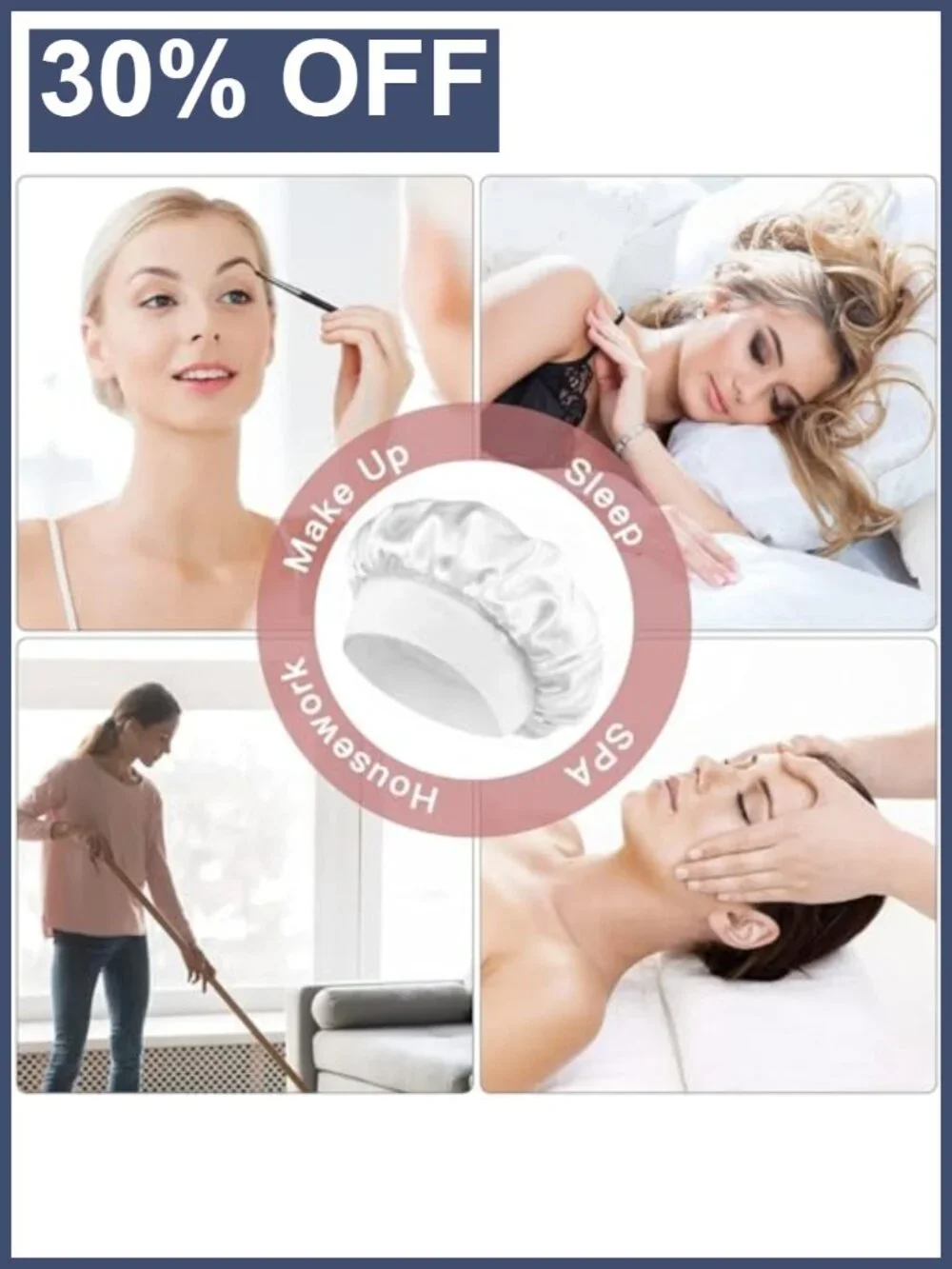 Large Satin Sleep Bonnet for Women Men Curly Hair